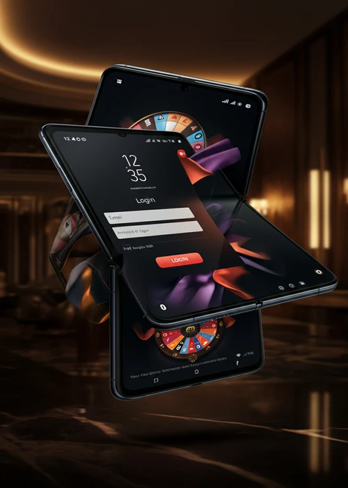 Schermweergave van de inlogpagina van Spinsino Casino met velden voor e-mail, wachtwoord en een knop voor SMS-login.